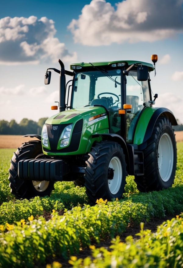 Grüner Traktor auf dem Feld
