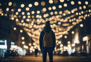 Lichterkette über der Straße